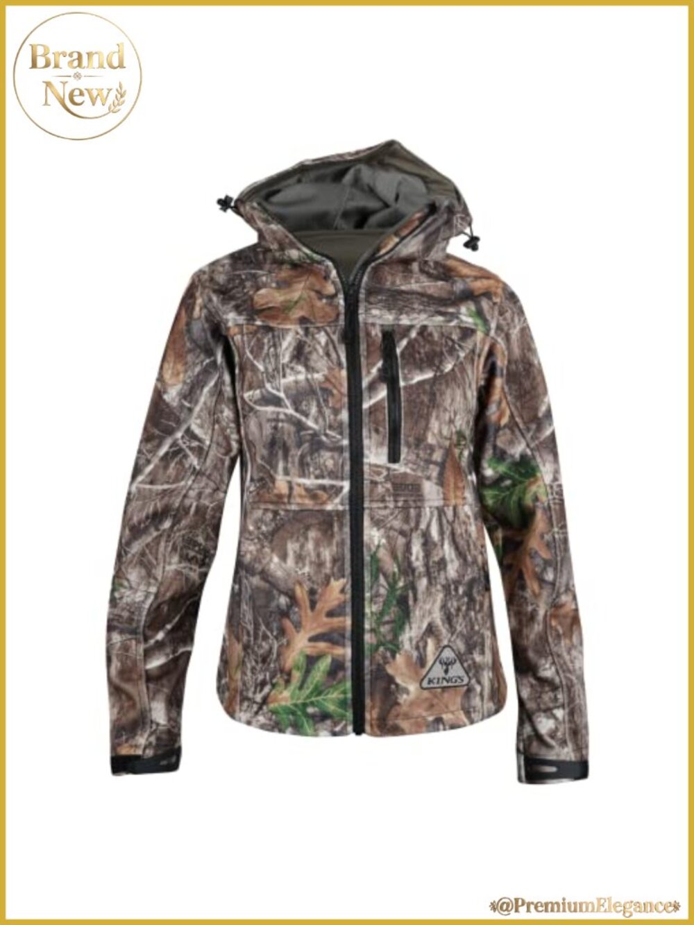 Wind Defender Fleece Camo Jacket Zip-Off Hood Drawstring Waist